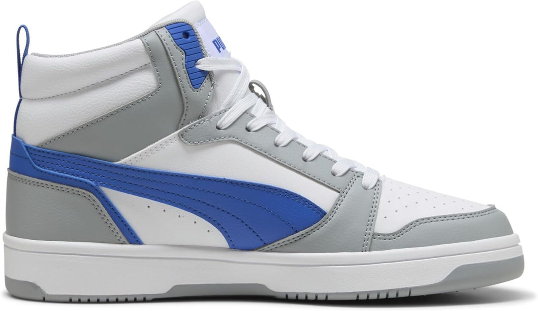 PUMA Unisex Rebound V6 Sneaker 36 EU Cool Mid Gray Vivid Blue Puma White, 36 EU Cool Mid Gray Vivid