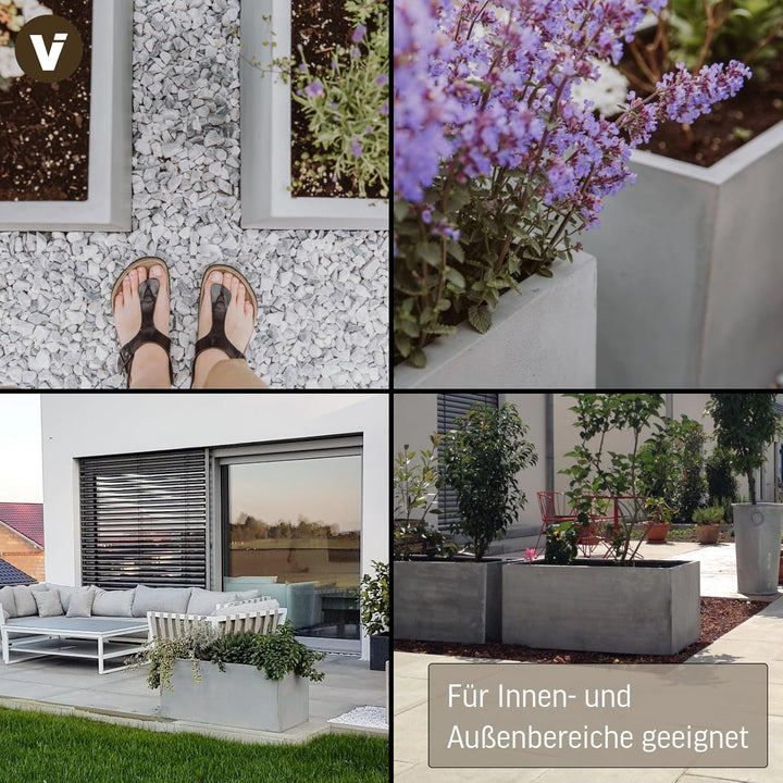 VIVANNO Pflanztrog Maxi Pflanzkübel - 45x100x45 cm Witterungsbeständig, Stilvolles Beton-Design, Fib