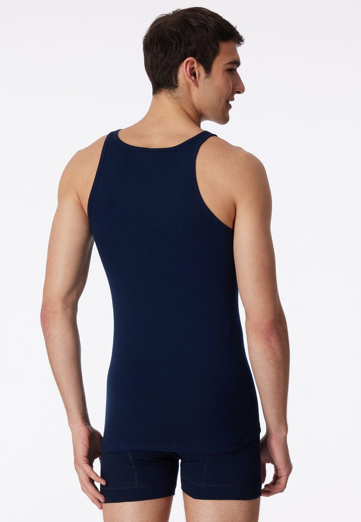 Schiesser Herren 2 PACK Unterhemd - Original Feinripp 4/ S Navy_005121, 4/ S Navy_005121