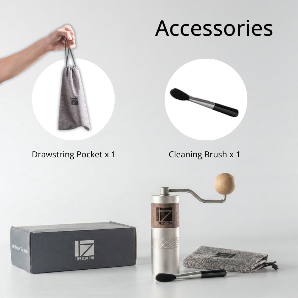1Zpresso Q Manuelle Kaffeemühle - Kurbelgriff mit, Mini Slim Travel Grösse Passt in den Kolben, Mont
