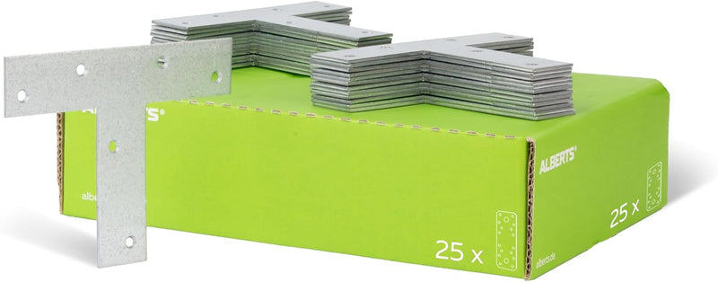 Alberts 848194 Flachverbinder | T-Form | sendzimirverzinkt | 140 x 110 x 30 mm | 25er Set 140 x 110