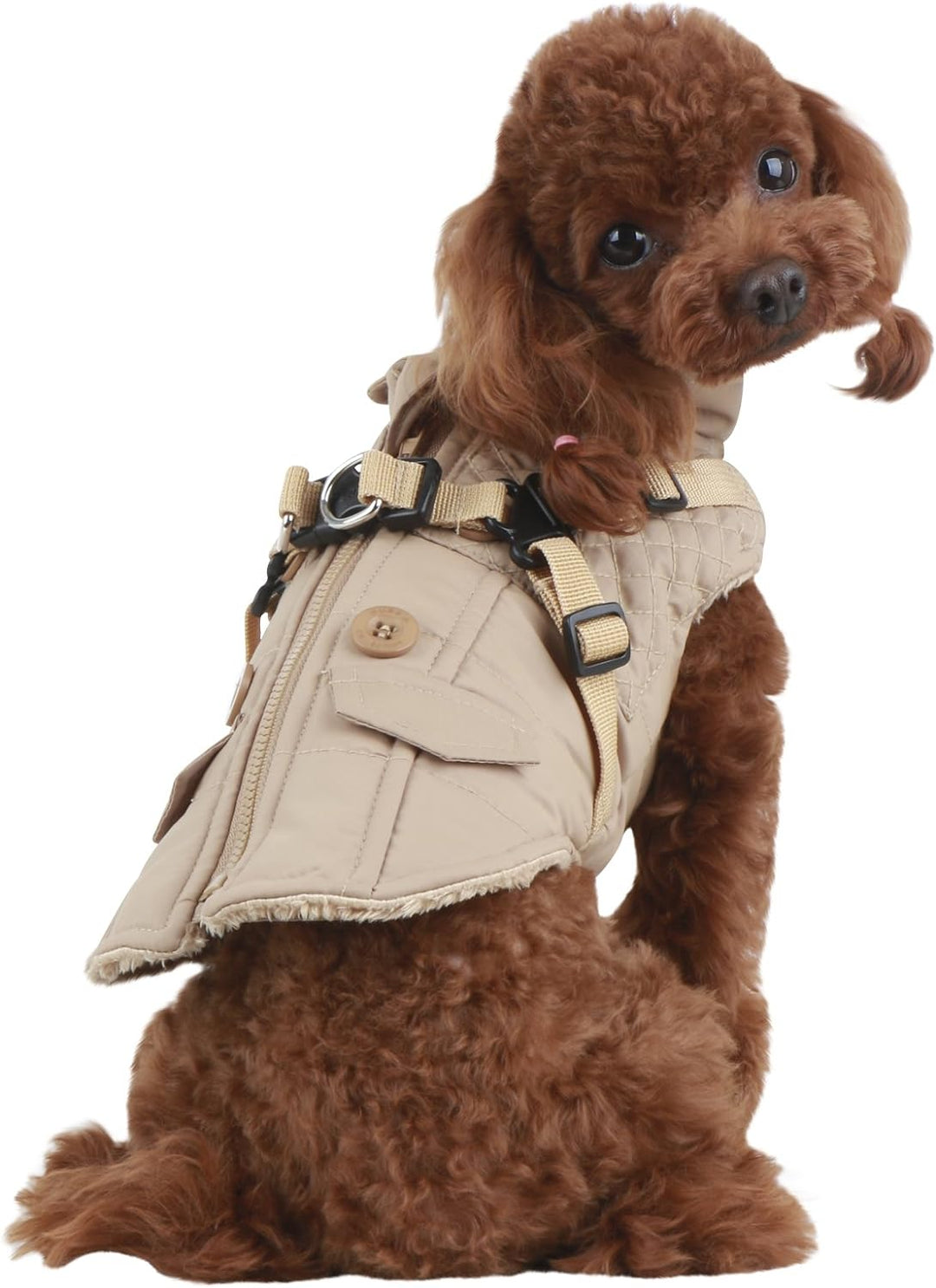 Puppia PAQD-VT1463 Wilkes, Wintermantel, XL, beige Beige XL Klassisch, Beige XL Klassisch