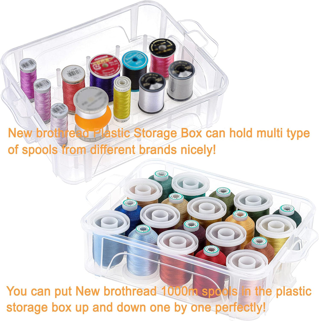 New brothread 60 Brother Farben 500m Maschine Stickgarn mit durchsichtiger Aufbewahrungsbox aus Kuns