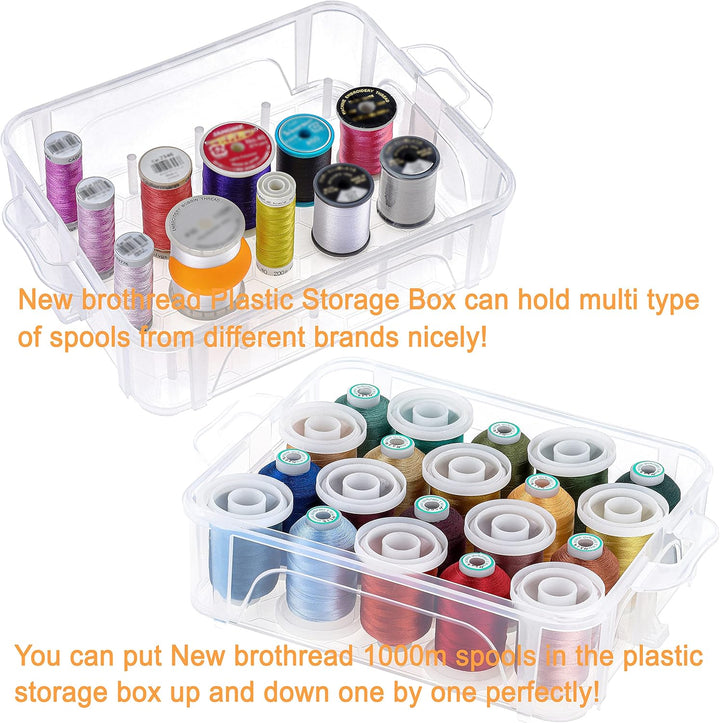 New brothread 60 Brother Farben 500m Maschine Stickgarn mit durchsichtiger Aufbewahrungsbox aus Kuns