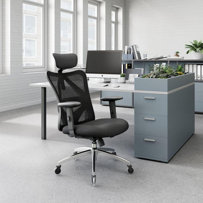 SIHOO Ergonomischer Schreibtischstuhl, Drehstuhl hat Verstellbarer Lordosenstütze, Kopfstütze und Ar