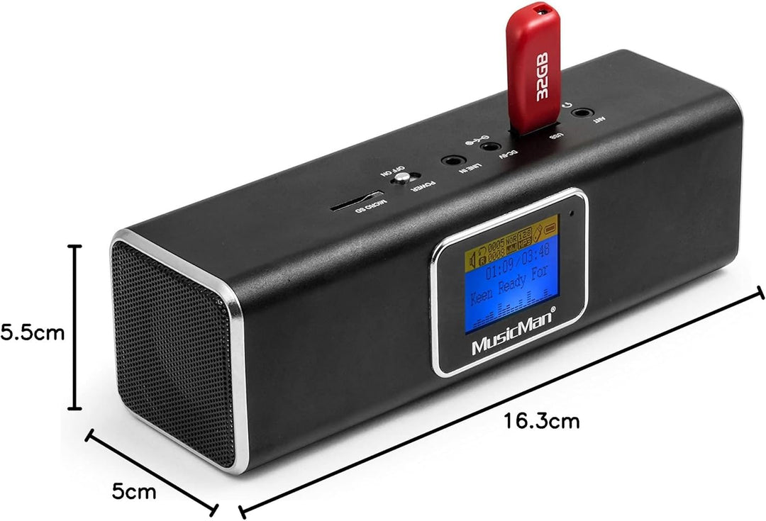 MusicMan 4663 DAB Bluetooth Soundstation BT-X29 mit intergriertem Akku und LCD Display (MP3 Player,