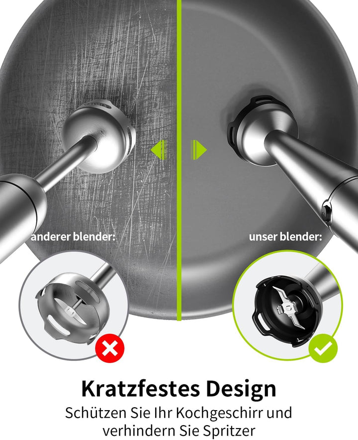 GDOR 1100W Pürierstab, 5 In 1 Stabmixer Edelstahl, Stufenlos Geschwindigkeitseinstellung Hand Blende
