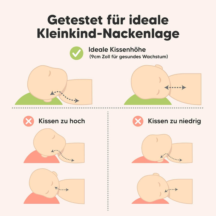 2er Pack Kleinkind Kissen 33 x 45 cm - Weich Bio Baumwolle Kissen Kinder - Kleinkind Kopfkissen Zum