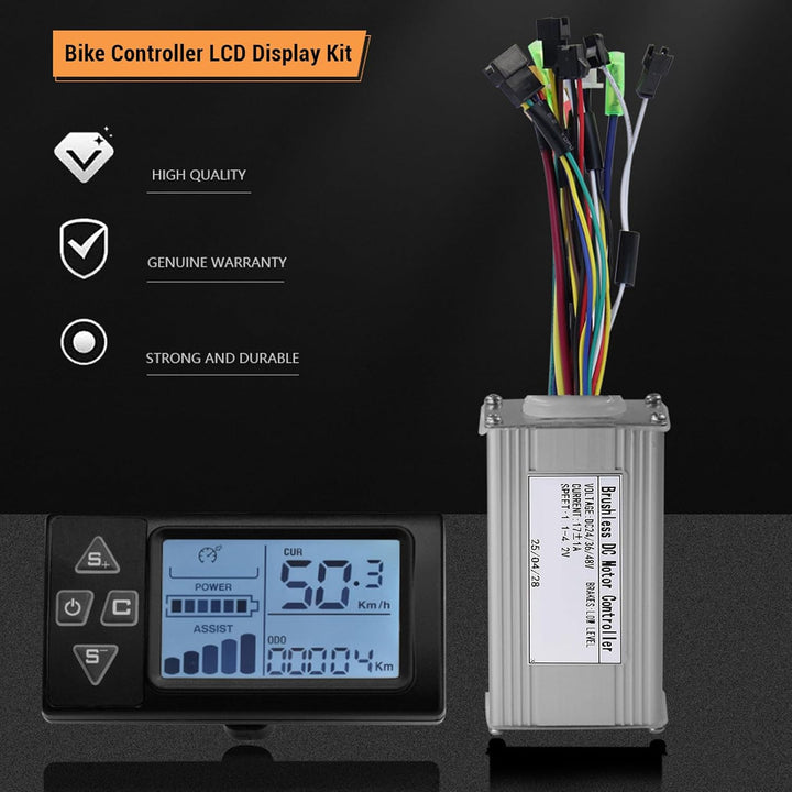 BuyWeek Elektrofahrrad Brushless Motor Controller Kit, 36V 48V 250W 350W 17A 3 Modus Sinuswellen Mot