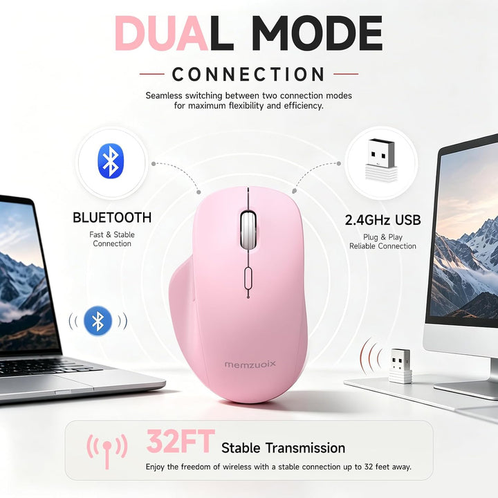 qaf Kabellose Dual-Mode Maus, Bluetooth &amp; 2,4 GHz Funkmaus, wiederaufladbare USB-C Wireless Maus mit