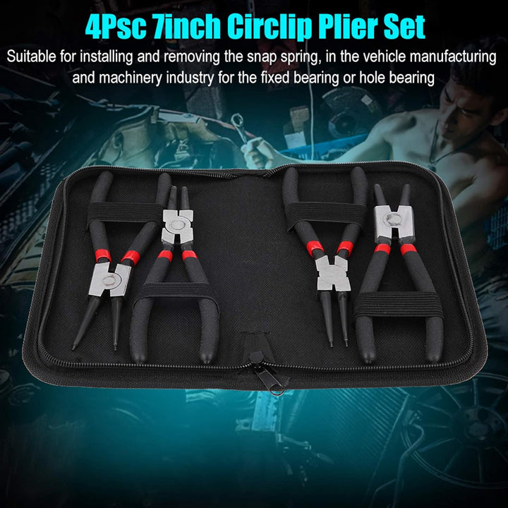 Fydun Pince Sicherungsringe Facom 4Pcs 7 Zoll Sicherungsringzange Innen Aussen Gebogen gerade Sicher