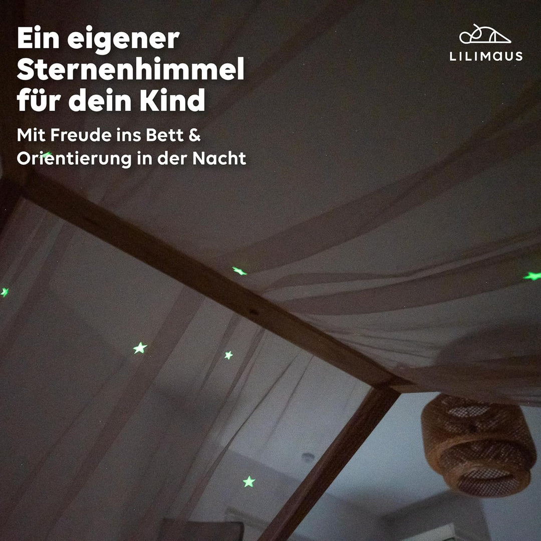 lilimaus Hausbett Himmel mit leuchtenden Sternen - Betthimmel Hausbett Deko - Geschenk Mädchen & Jun
