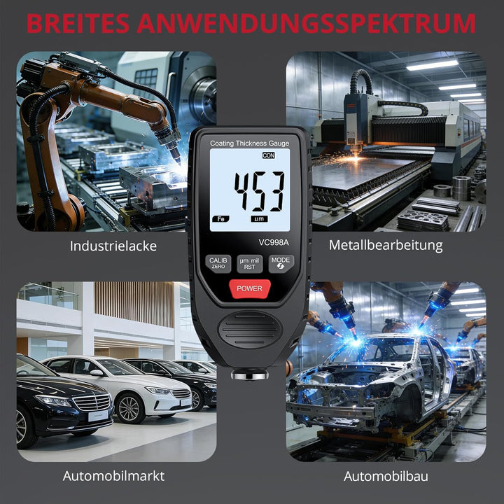BINTA Lackmessgerät Auto, Schichtdickenmessgerät Autolack Lackdickenmessgerät für Auto Car Karosseri