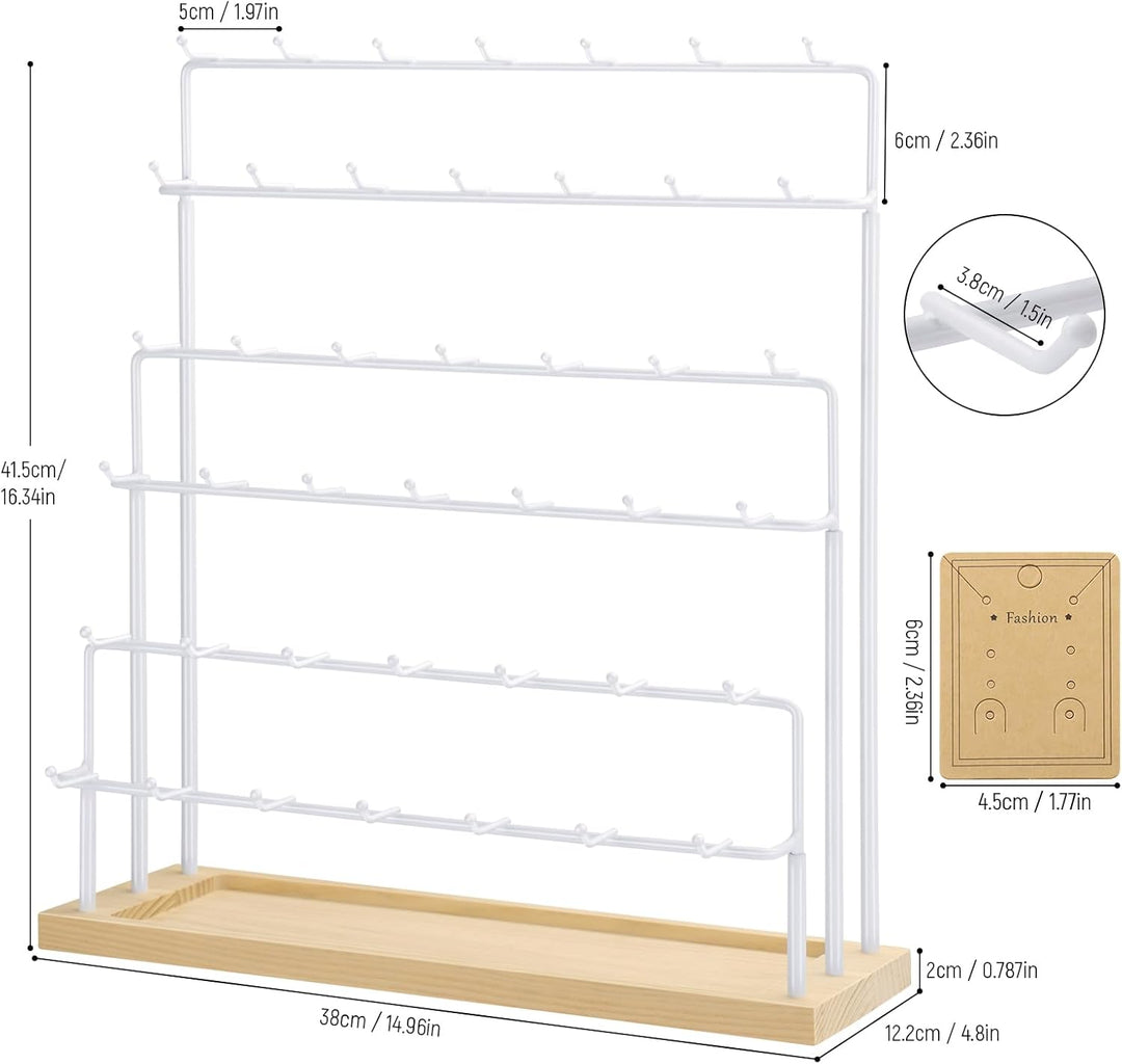 Ohrring-Display für Händler, 6 Etagen, 42 Haken, Holz, Ohrring-Präsentationsständer für Ohrringe, Ha