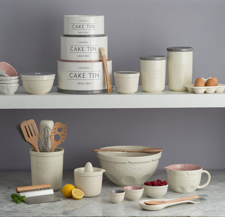 Mason Cash Innovative Küchenhelfer Topf und Untersetzer, Keramik, aus/weiss, 16 x 16 x 20 cm Utensil