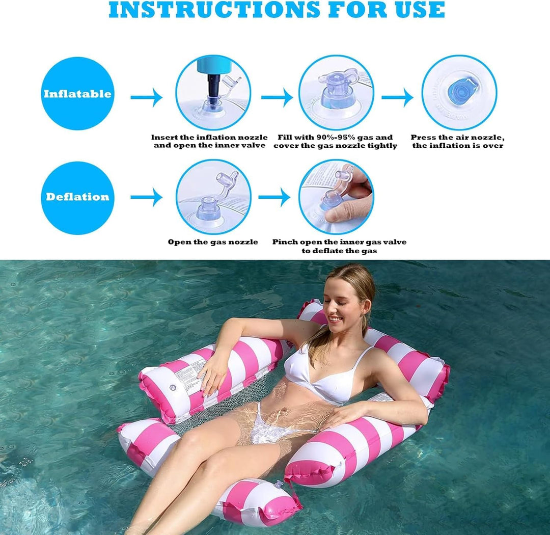 Wasserhängematte, 2 Stück 4 in1 Wasserhängematte mit Netz, Hängematte Pool, Zusammenklappbar Wasser