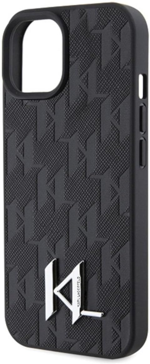 Karl Lagerfeld KLHCP15SPKLPKLK Hülle für iPhone 15 6.1" Schwarz hardcase Leather Monogram Hot Stamp