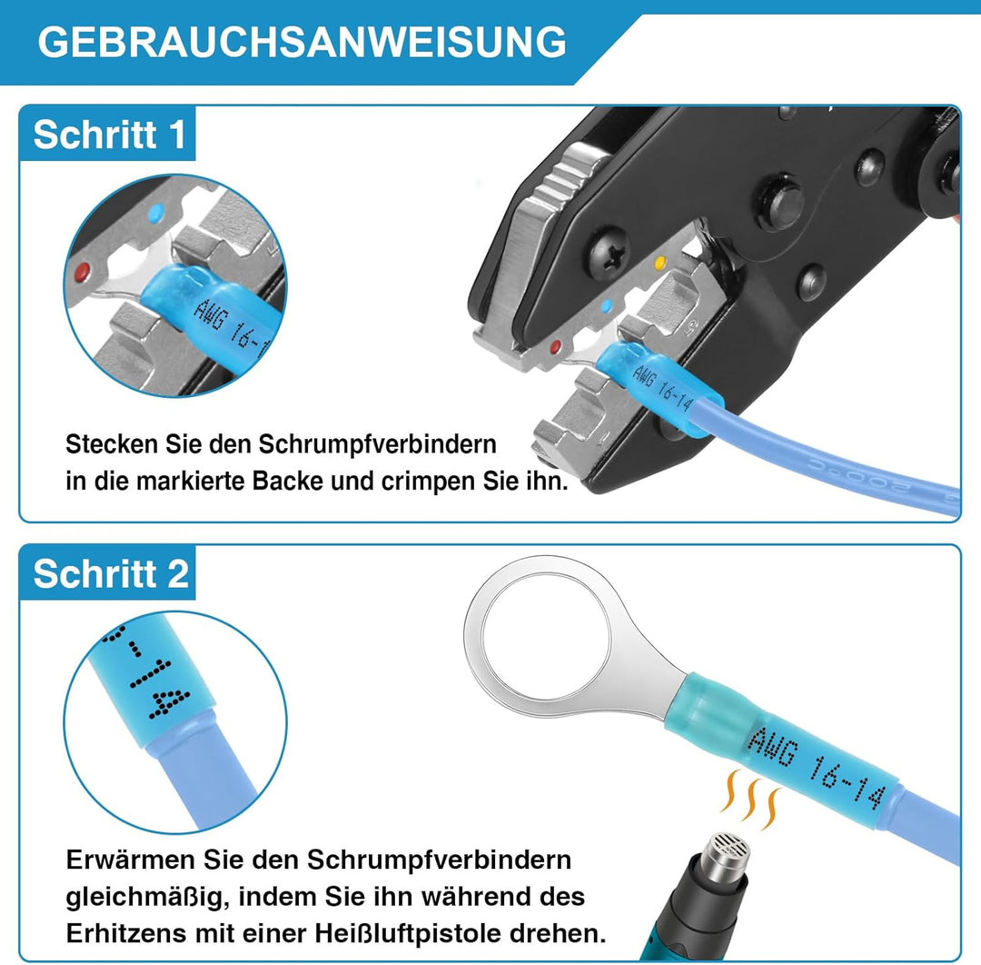 Crimpzange für Schrumpfverbinder, Estmoon Crimpzange Kabelschuhe Kabelschuhzange, Crimpzangen geeign