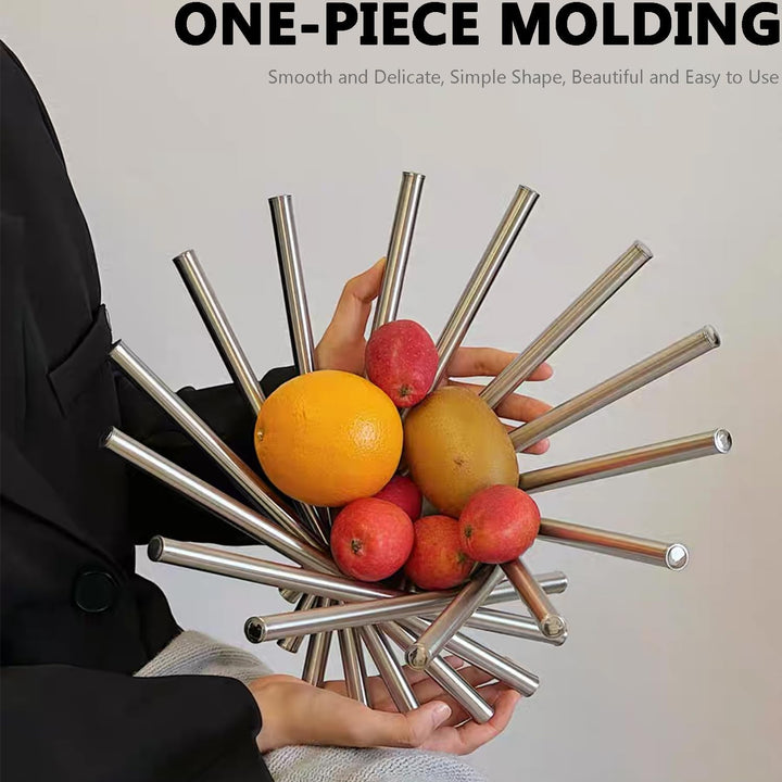 Obstschale für Küchentheke, Grosser Obstkorb, moderner Obsthalter für Tisch, Edelstahl, Obstständer,