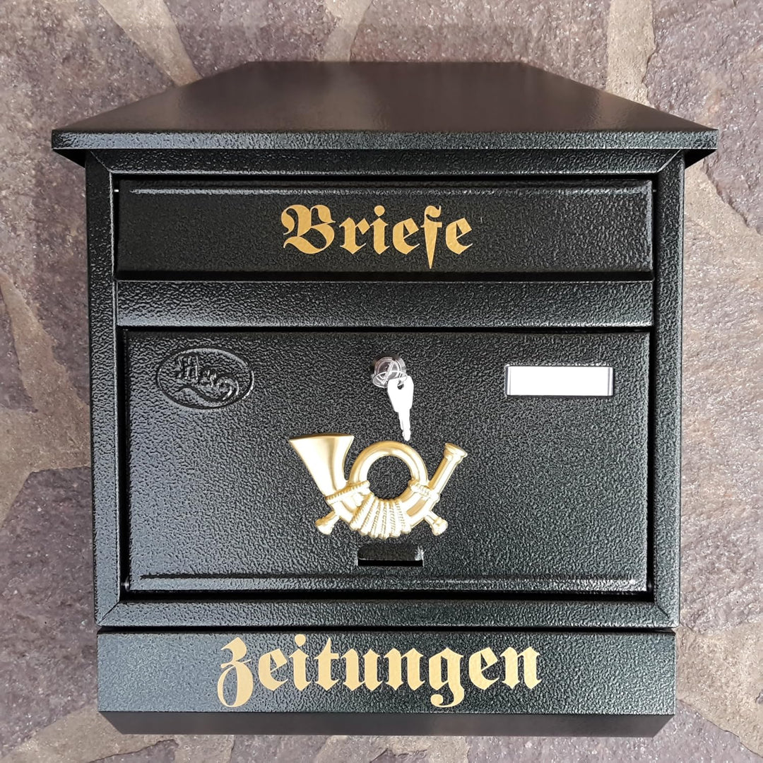 Pachurka & Dąże Grosser Briefkasten Postkasten Grün XXL Grün mit Montagematerial Retro