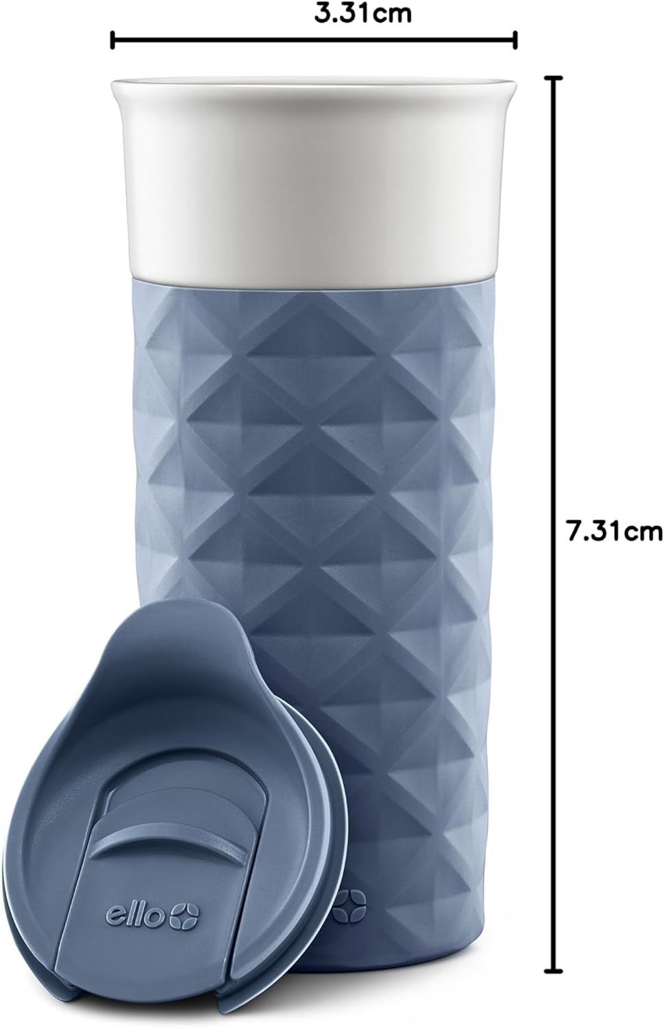 Ello Ogden BPA-freie Keramik-Reisebecher mit Deckel, 473 ml Nachtblau, Nachtblau