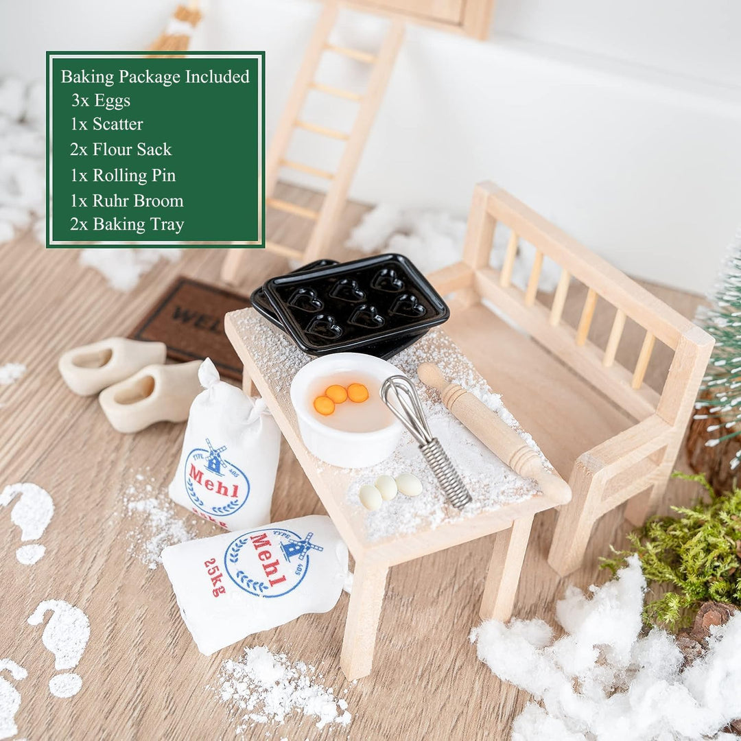 Wichteltür Komplettset, Miniatur Wichtel Zubehör Weihnachten, Wichteltür Set, Weihnachtsdeko Feentür