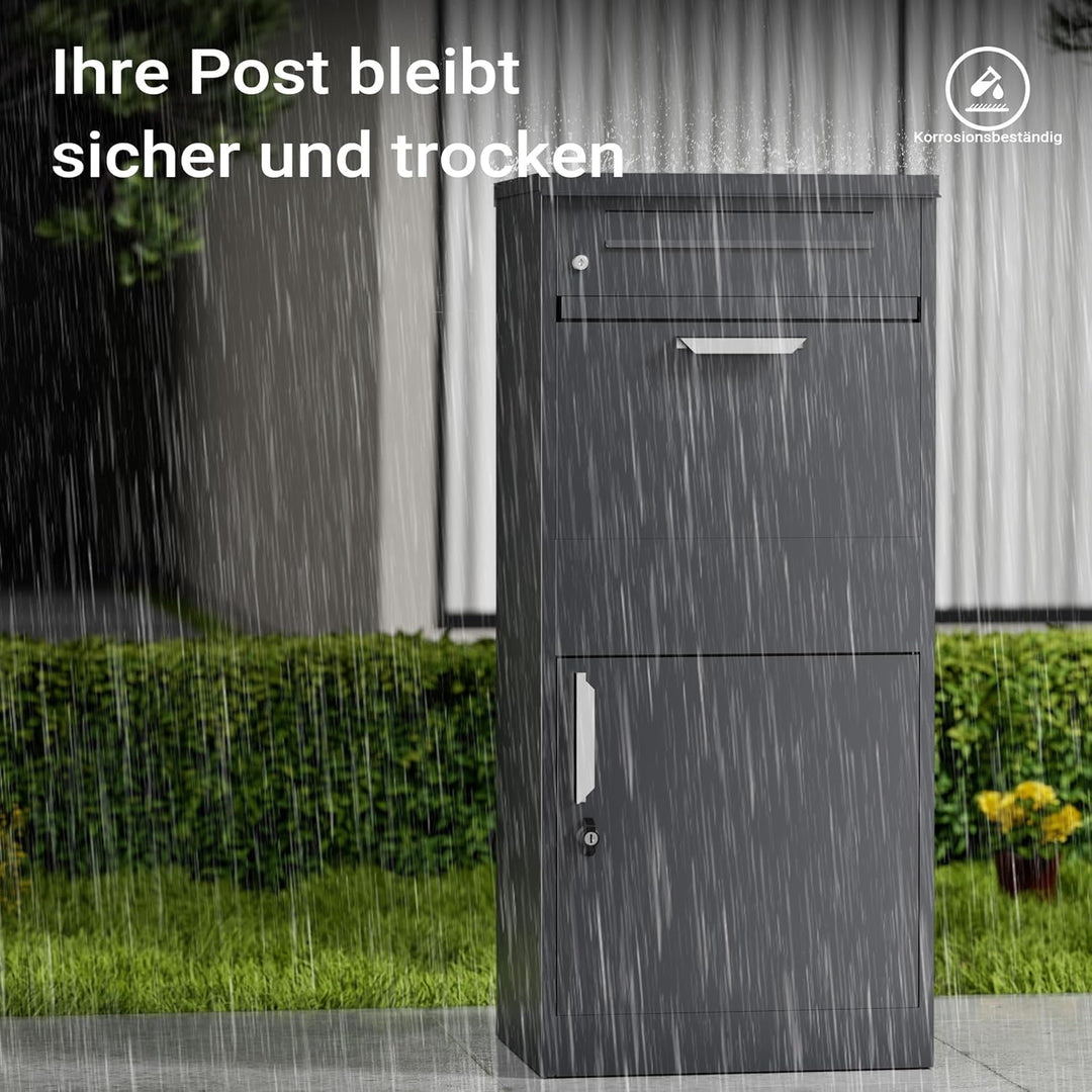 Paketkasten Anthrazit 500 x 370 x 1120 mm, Paketbox Zuhause, Private Paketannahme passend für Pakete