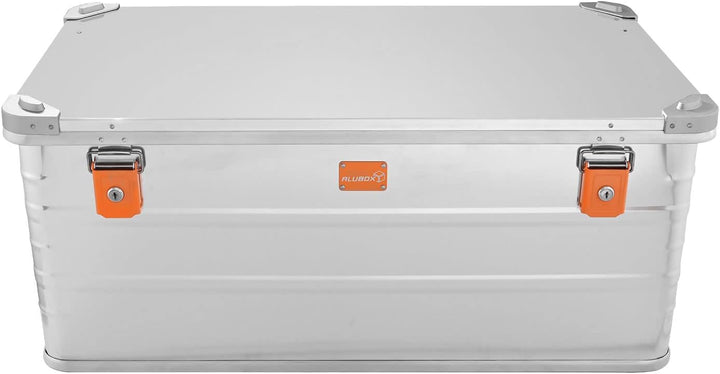 Alubox Alukiste abschliessbar E141 - Premium Aluminium Lagerbox 141 Liter - Deckel mit Aluminium Dru
