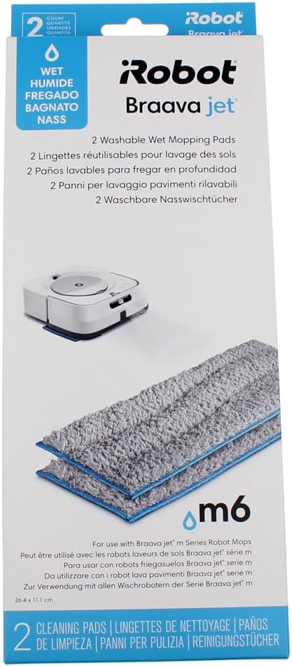 iRobot Originalteile - Waschbare Tücher für die Serie Braava Jet m (2 Stück) - Grau - Wiederverwendb