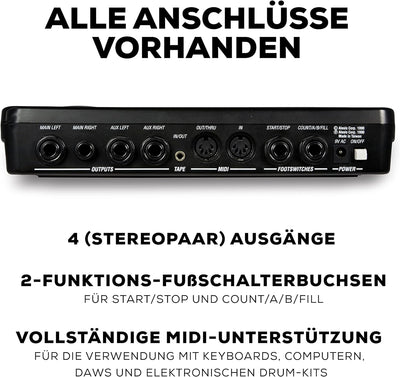 Alesis SR16 - Classic Drum Machine mit 233 Studio drum und 12 Anschlagsdynamische Pads SR16 - Schwar