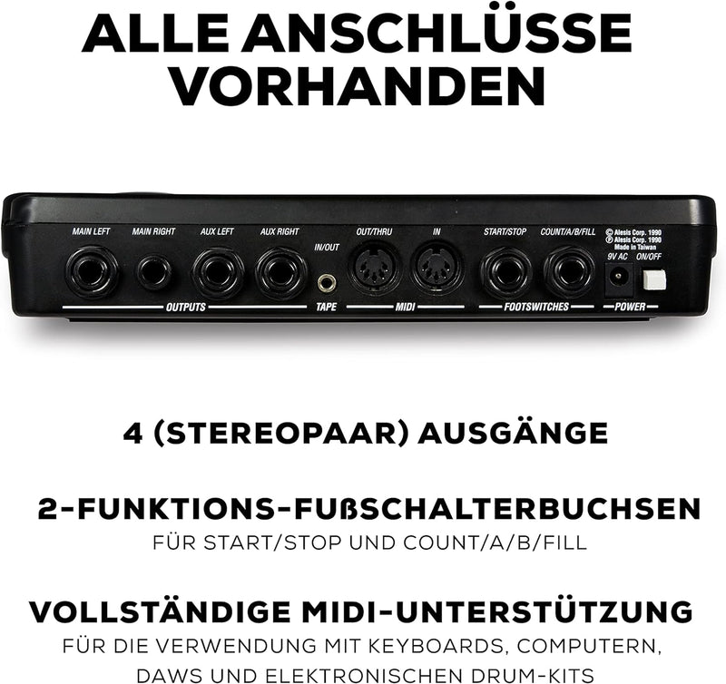 Alesis SR16 - Classic Drum Machine mit 233 Studio drum und 12 Anschlagsdynamische Pads SR16 - Schwar