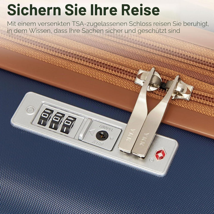 KONO Handgepäck Koffer Trolley Koffer Reisekoffer leicht aus ABS+PC mit 4 Rollen Hartschalenkoffer T