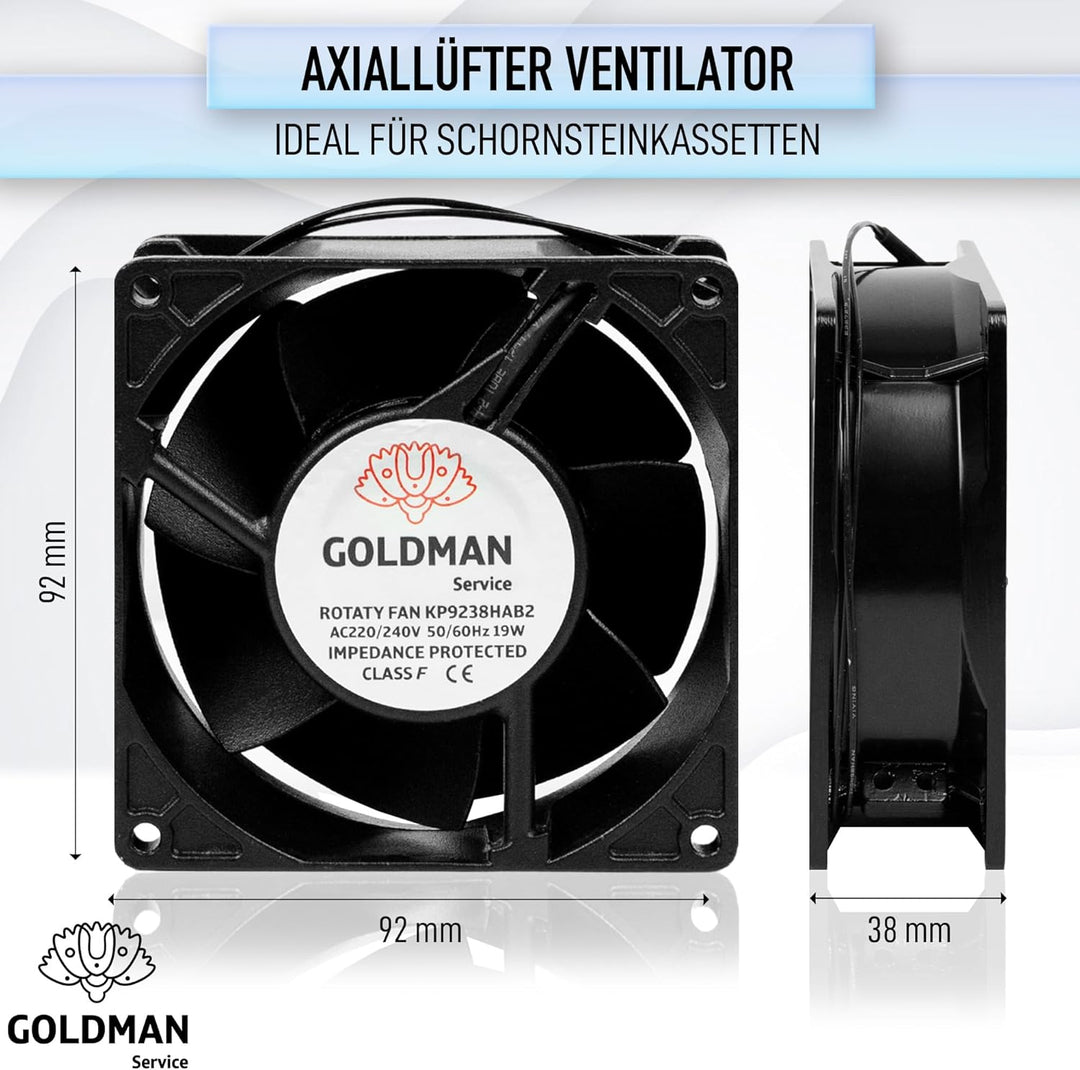 Ventilator Axial für Kaminkassette, einführbar, für hohe Temperaturen, aus Metall, universell (92 x