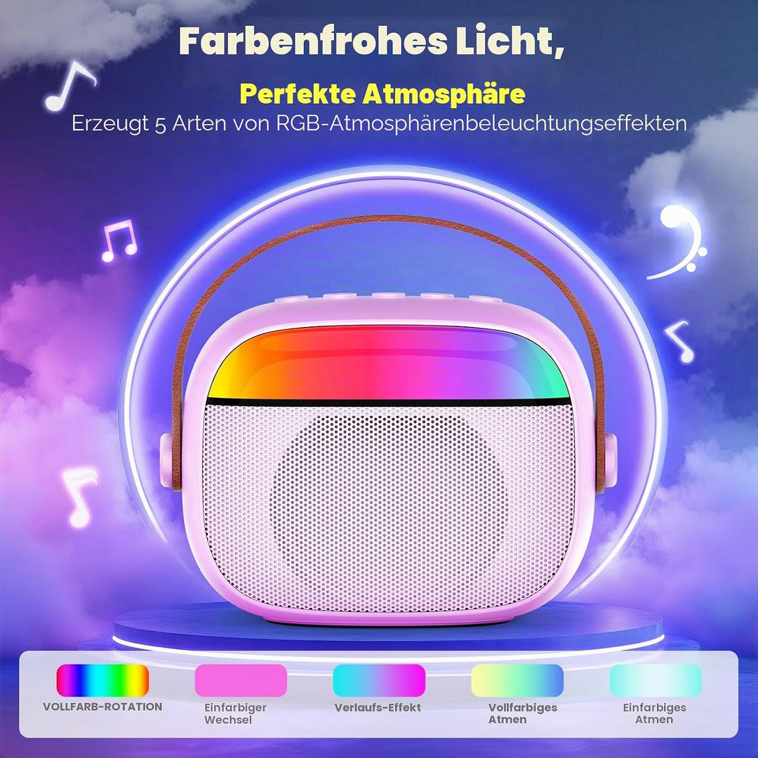 Geschenk Mädchen 3-10 Jahre, Karaoke Maschine mit 2 Mikrofon Kinder Spielzeug ab 3-12 Jahre Mädchen