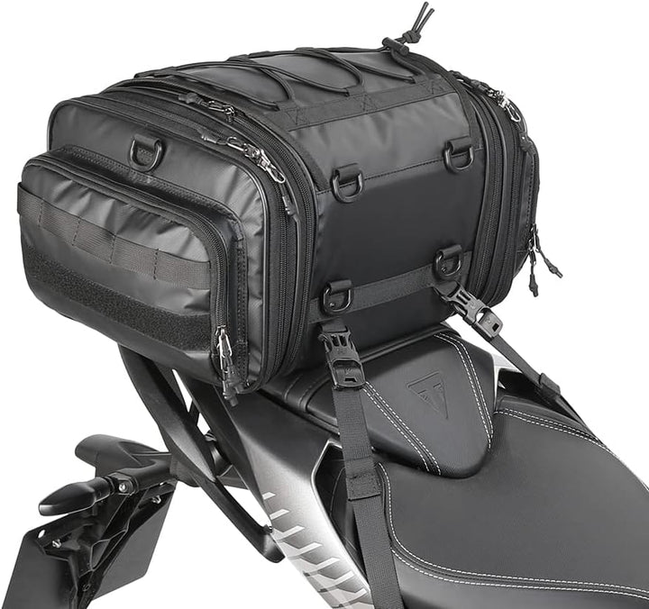 Rhinowalk Motorrad Hecktasche, wasserdichte Allwetter-/Kofferraum-/Gepäcktasche mit Sissy-Bar-Gurt,1