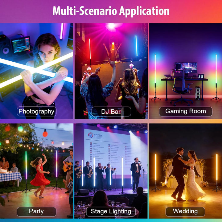 2 Stück 120cm LED Videolicht Mood1 Pro mit Stativ, LED Handheld Fotografie Lichtdimmbar und Musikmod