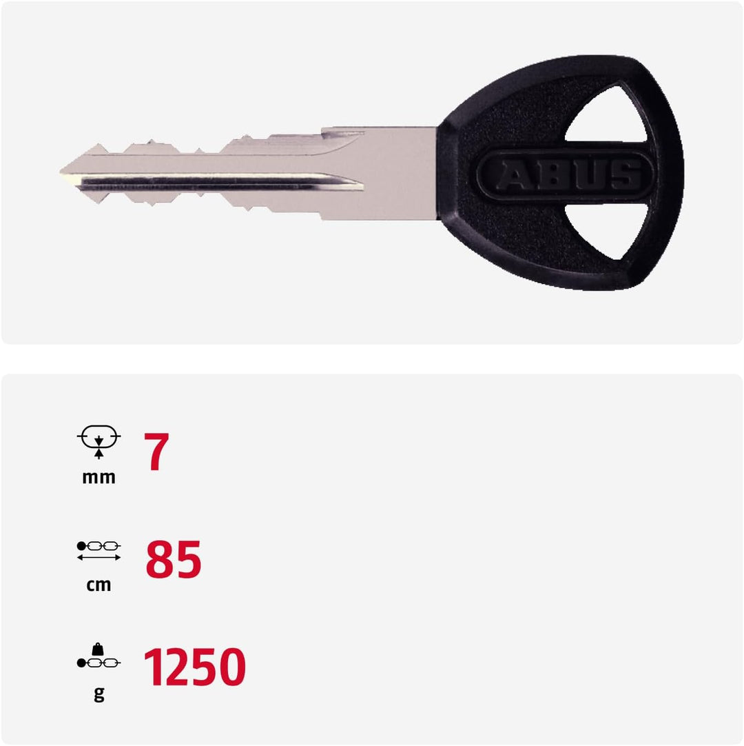 ABUS Kettenschloss Steel-O-Chain 8807K – Flexibles Fahrradschloss aus gehärtetem Stahl – ABUS-Sicher