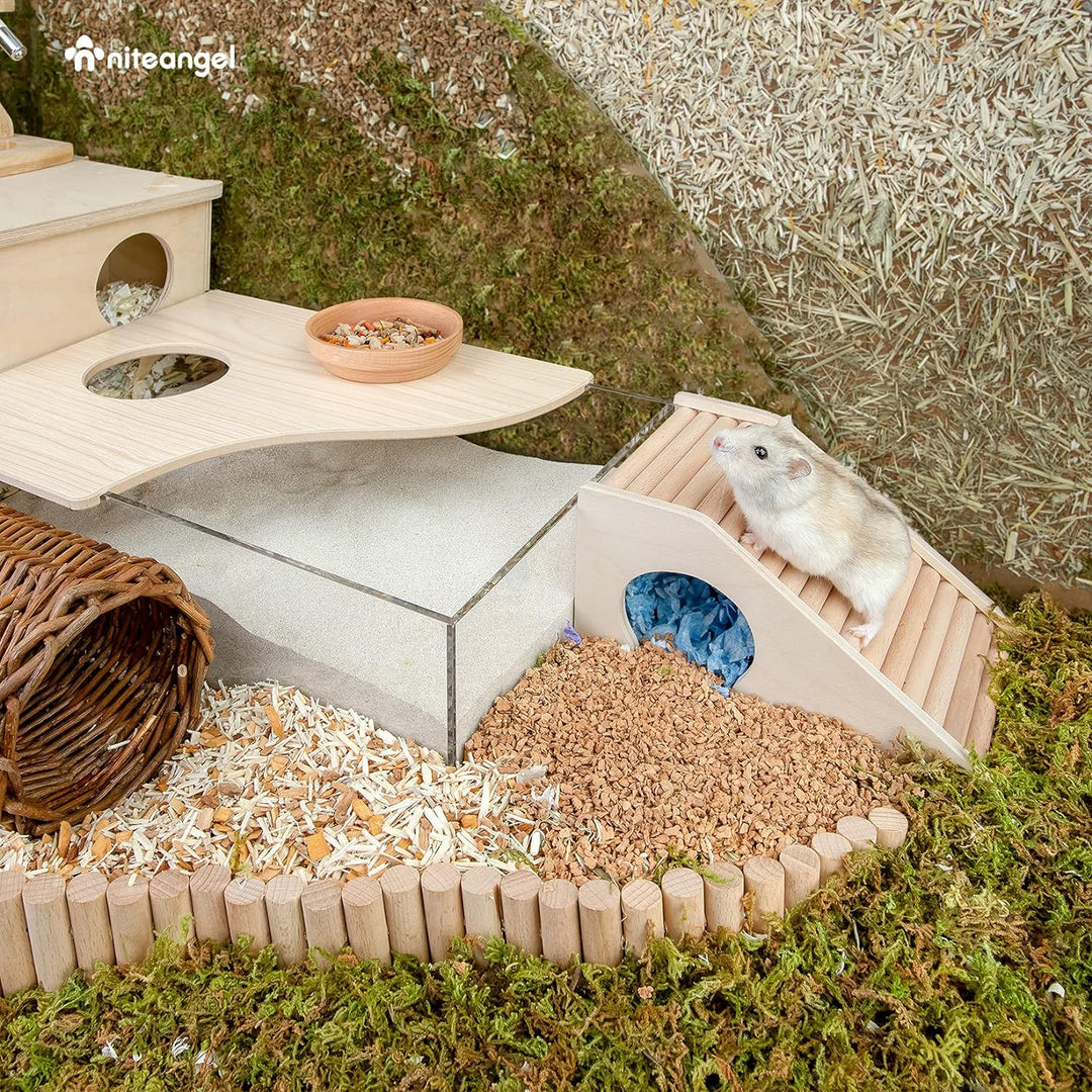 Niteangel Hamsterhaus mit Kletterleiter für Hamster, Rennmäuse, Mäuse oder ähnlich grosse Haustiere