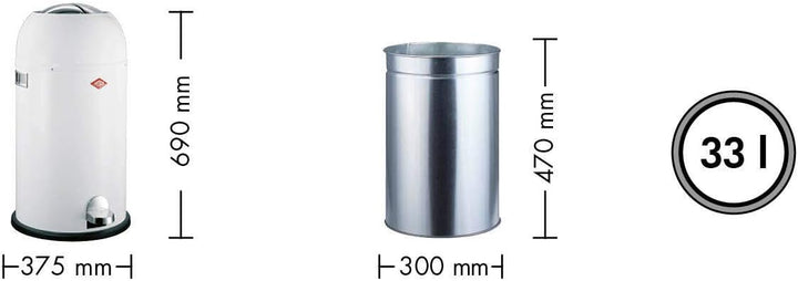 Wesco Kickmaster Mülleimer, Metall, Sand/matt, H 69cm/D37,5cm/33l H 69cm/D37,5cm/33l Sand/Matt, H 69