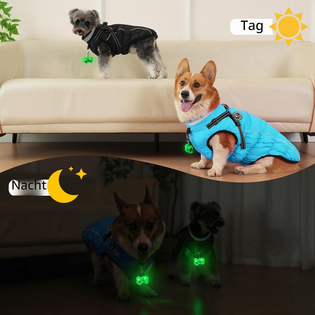 Hundemantel Winter, Hundemantel Wasserdicht, Warme Hundejacke mit Geschirr, Reflektierende Streifen,