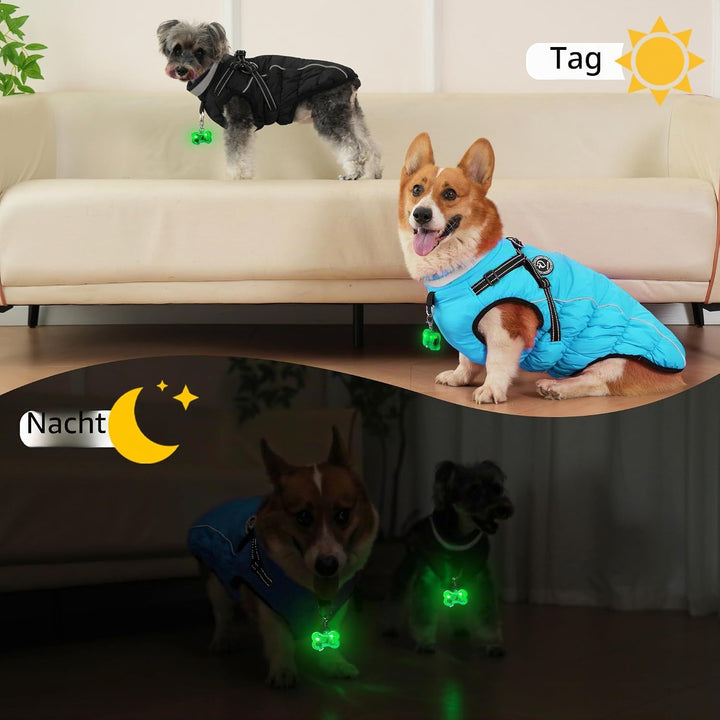 Hundemantel Winter, Hundemantel Wasserdicht, Warme Hundejacke mit Geschirr, Reflektierende Streifen,