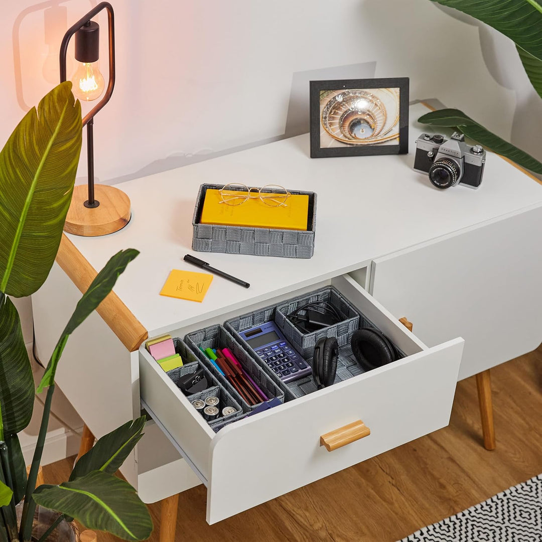 Relaxdays Aufbewahrungskorb 6er Set, Kunststoff, grau | Körbe Badezimmer, Körbchen in 4 Grössen, gef
