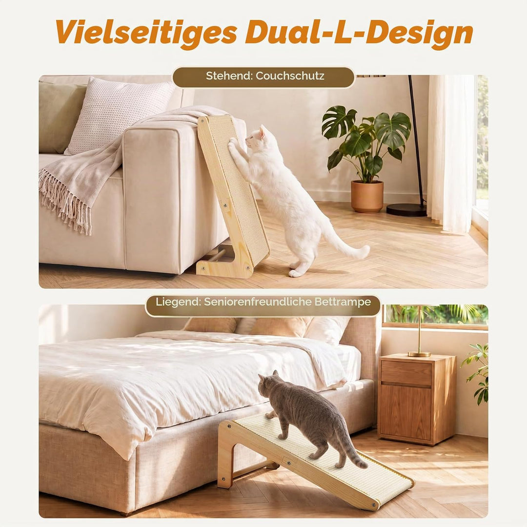 Gimars L-Form Kratzbrett für Katze - 63cm Hoch, Natursisal &amp; Holz-Kratzmöbel, Dual-Use Kratzsäule fü