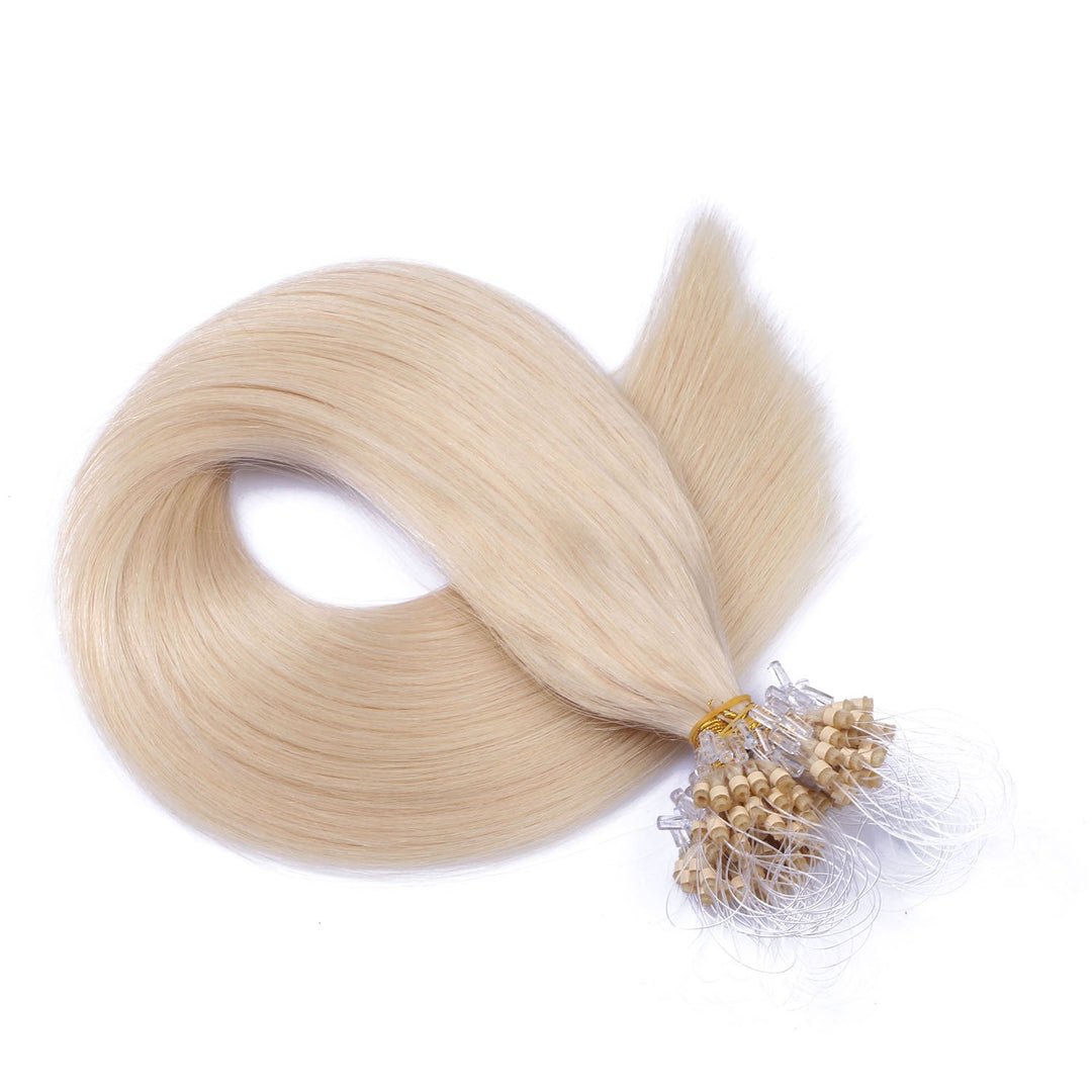 Micro-Ring/Loop Hair Extensions (#60 - WEISSBLOND - 50 cm - 250 Strähnen - 1g) 100% Remy Echthaar Ha