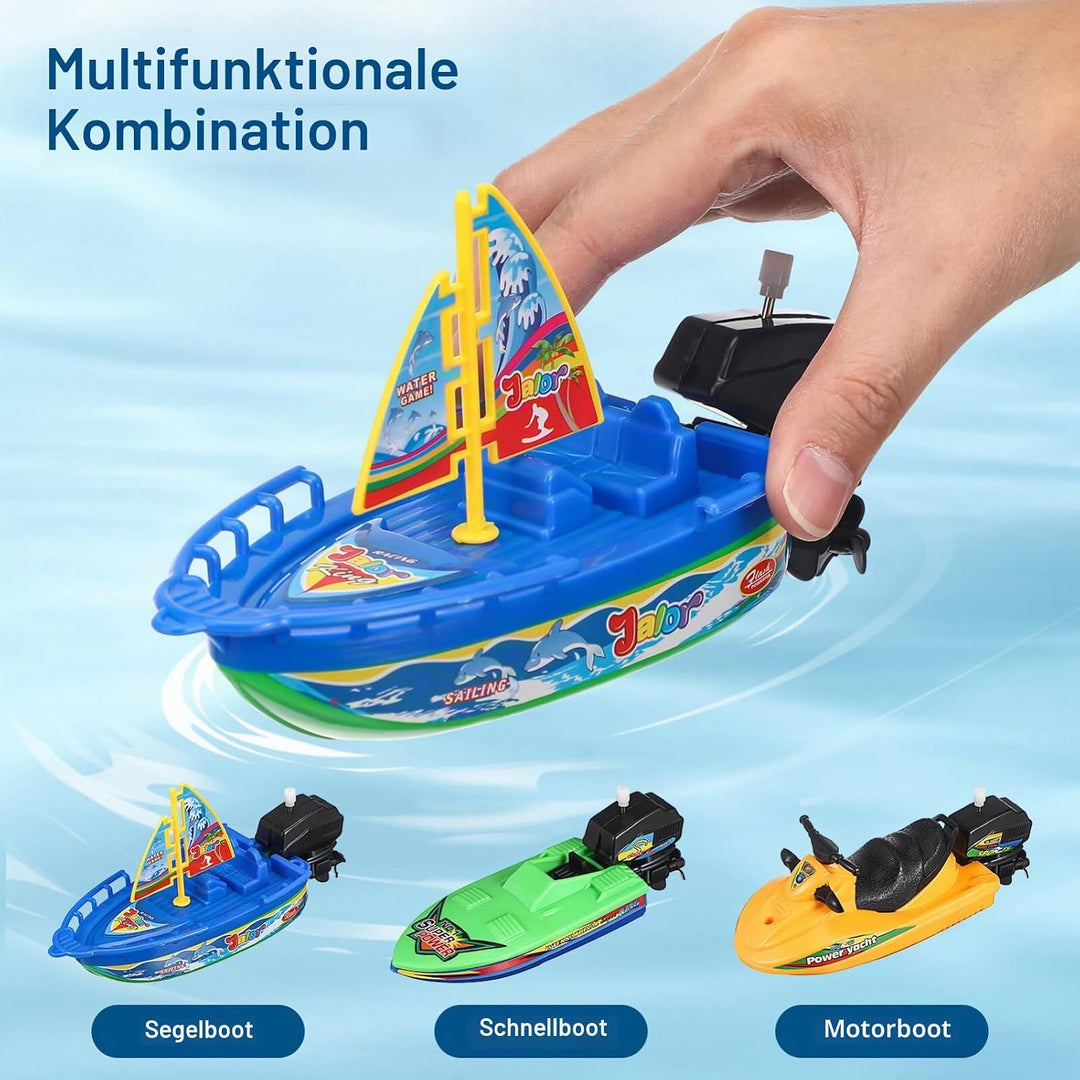 Badespielzeug Boot Set 6 Stück Kunststoff Segelboote Motorboote Speedboote Für Baby Kleinkind Badewa