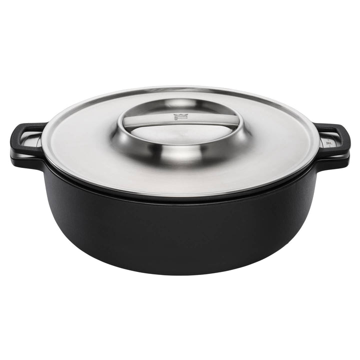 Fiskars Norden Grill Chef Gusseisentopf, Ø 30 cm, Für alle Kochfelder geeignet, Edelstahl-Deckel, 10