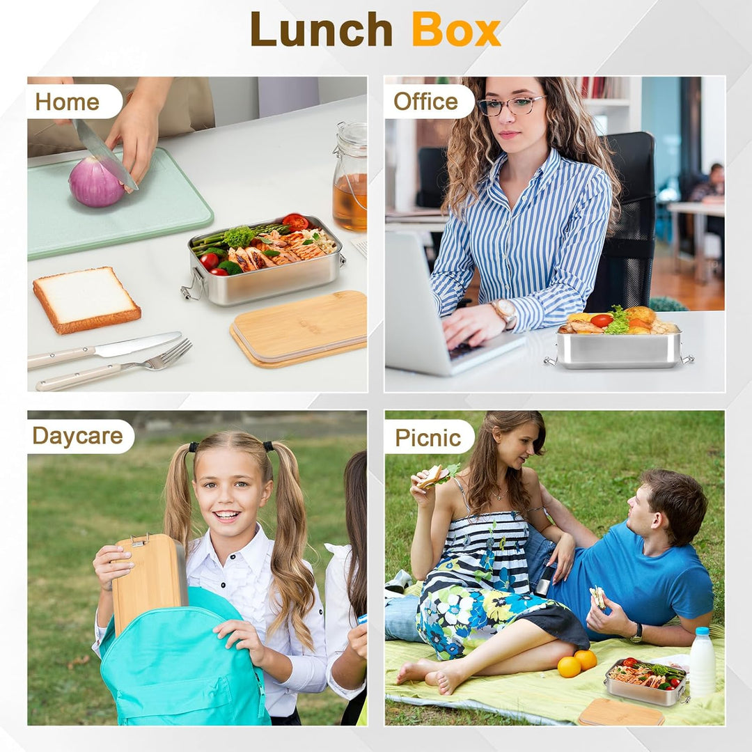 Cozary Brotdose Edelstahl, 1000ML Lunchbox Erwachsene, Brotdose mit Fächern, BPA-frei, Bento Box Aus