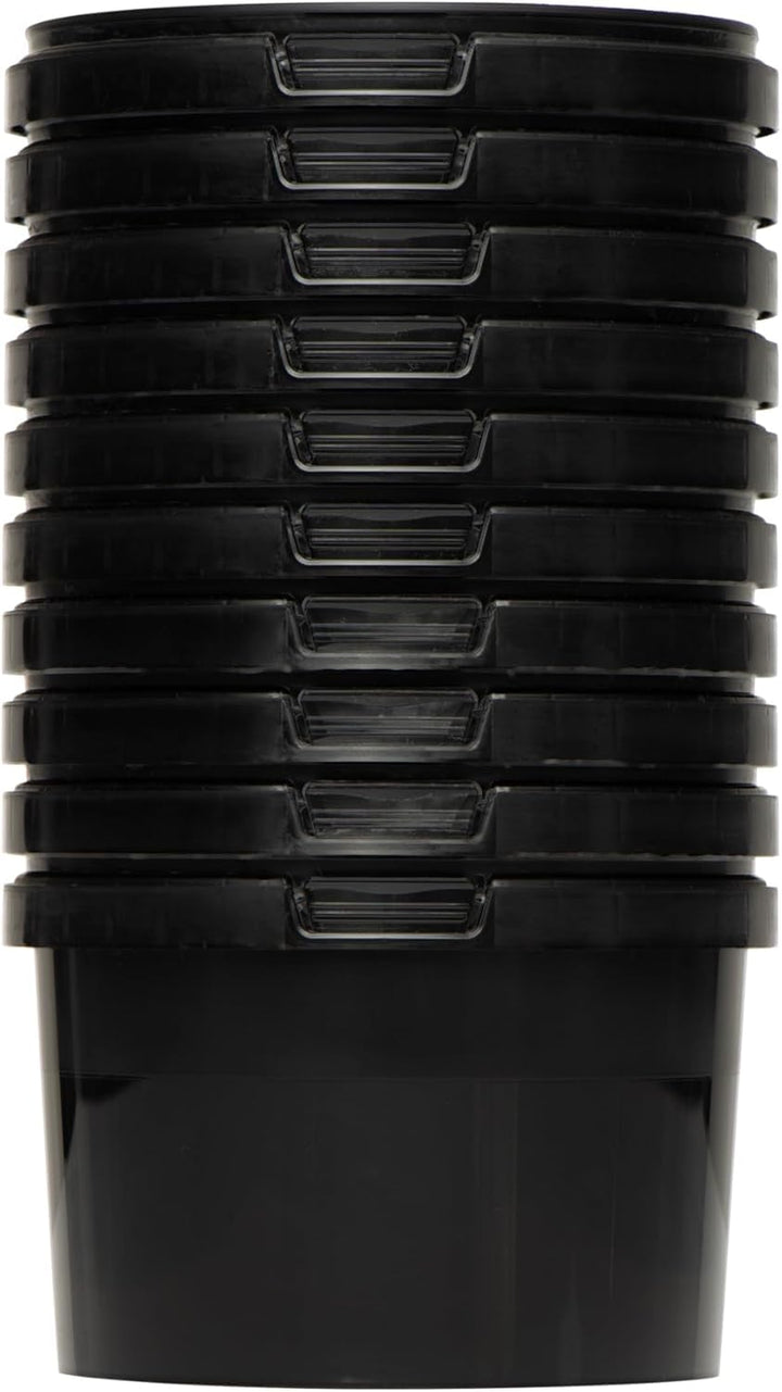 BenBow Eimer mit Deckel 0,5l schwarz 10x 0,5 Liter - lebensmittelecht, stabil, luftdicht, auslaufsic