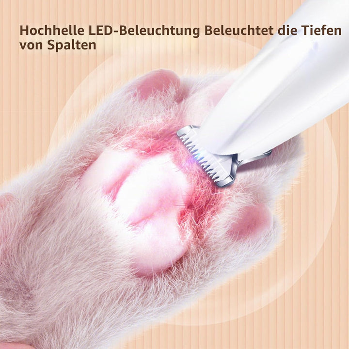 Hundepfotenschneider mit LED-Licht, Kabelloser Kleiner Tierhaarschneider, Geräuscharmer Kleiner Hund