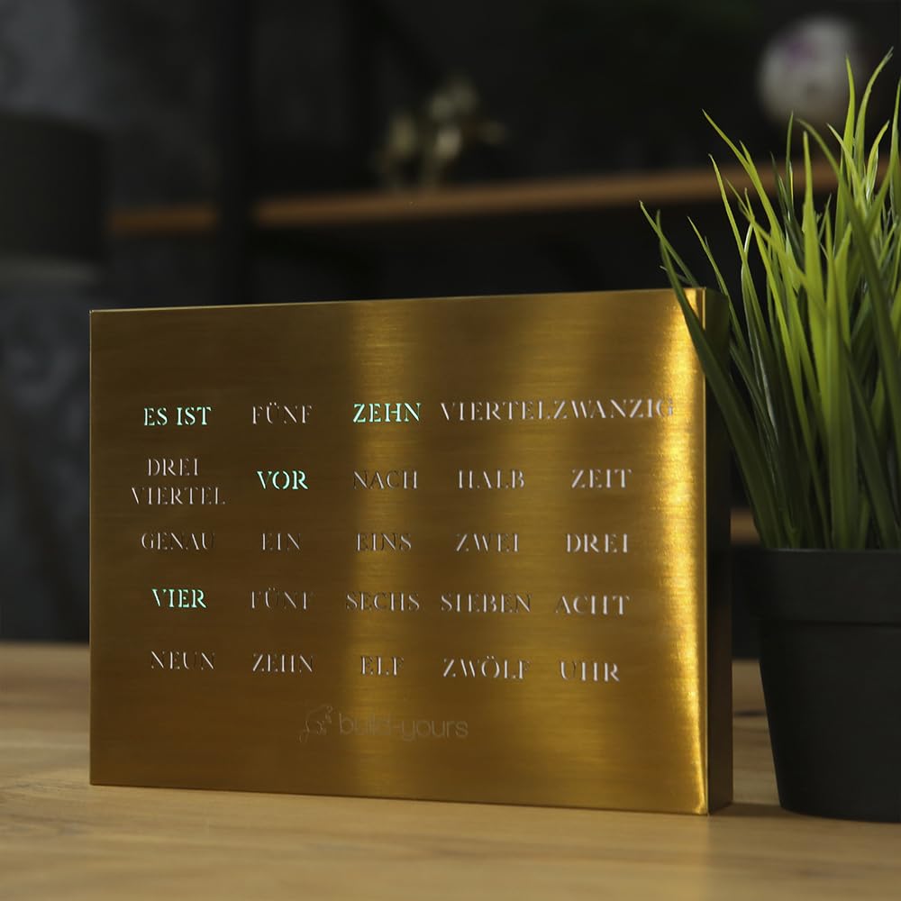 build-yours Elegante BoxClock Digitale Tischuhr - Moderne LED Schreibtischuhr mit WLAN und verstellb
